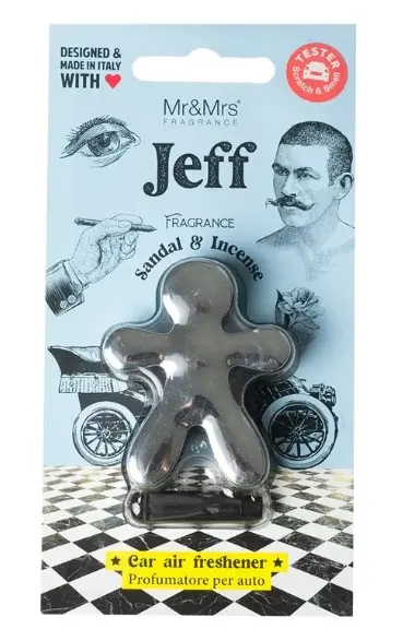 Mr&Mrs Fragrance JEFF stříbrný chrom - sandal & incense vůně do auta 20 g