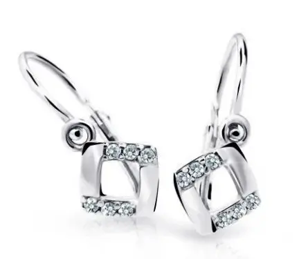 Cutie Diamonds Čtvercové dětské náušnice z bílého zlata s diamanty C2268-10-10-X-2-D