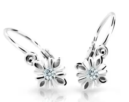 Cutie Diamonds Dětské kytičkové náušnice z bílého zlata s diamanty C2261-10-10-X-2-D
