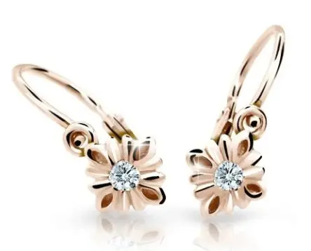 Cutie Diamonds Dětské kytičkové náušnice z růžového zlata s diamanty C2261-10-10-X-4-D