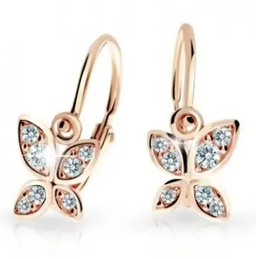 Cutie Diamonds Dětské náušnice z růžového zlata Motýl s brilianty DC2259-10-00-X-4