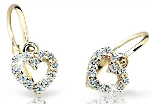 Cutie Diamonds Dětské náušnice ze žlutého zlata Srdíčka s brilianty DC2157-10-00-X-1
