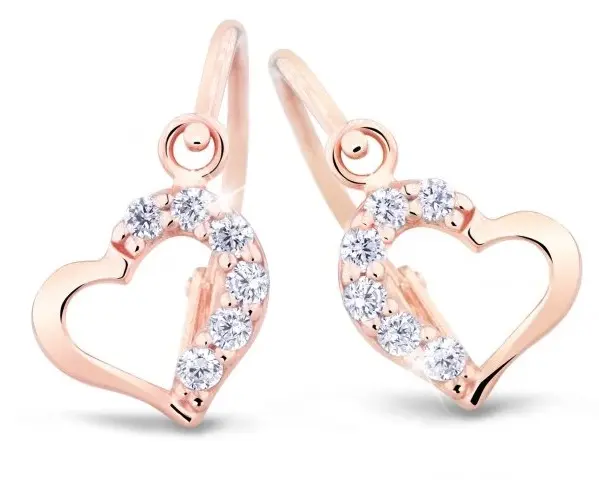 Cutie Diamonds Dětské srdíčkové náušnice z růžového zlata s brilianty DC2757-10-00-X-4