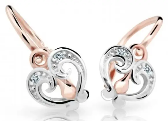 Cutie Diamonds Něžné dětské bicolor náušnice ze zlata s brilianty DC2211-10-00-X-4