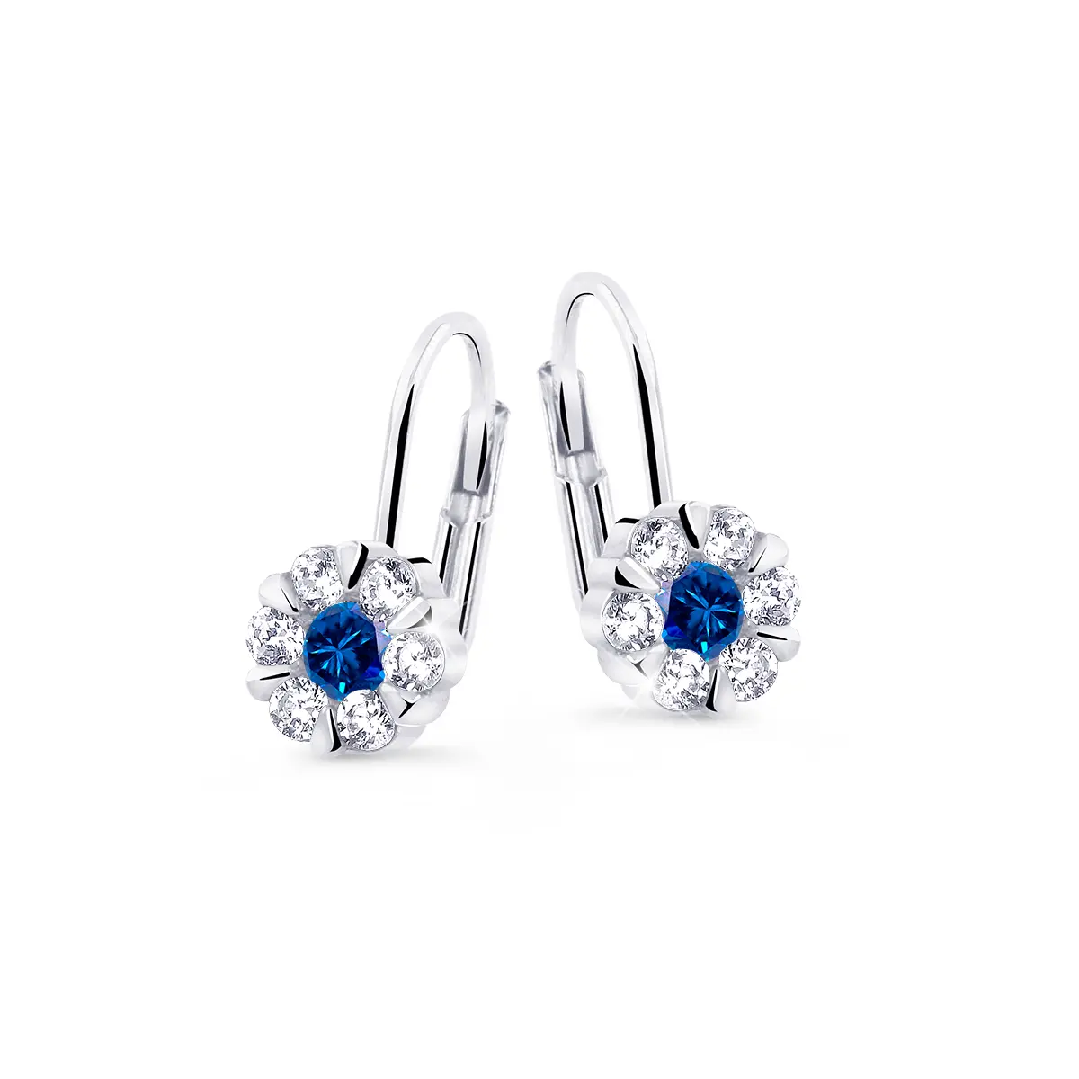 Cutie Diamonds Oslnivé visací náušnice z bílého zlata se safíry a diamanty DZ8039-55-SF-X-2
