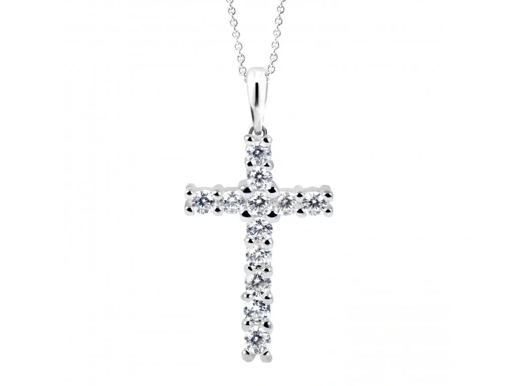 Cutie Diamonds Přívěsek z bílého zlata s diamanty Křížek DZ60100-40-00-X-2