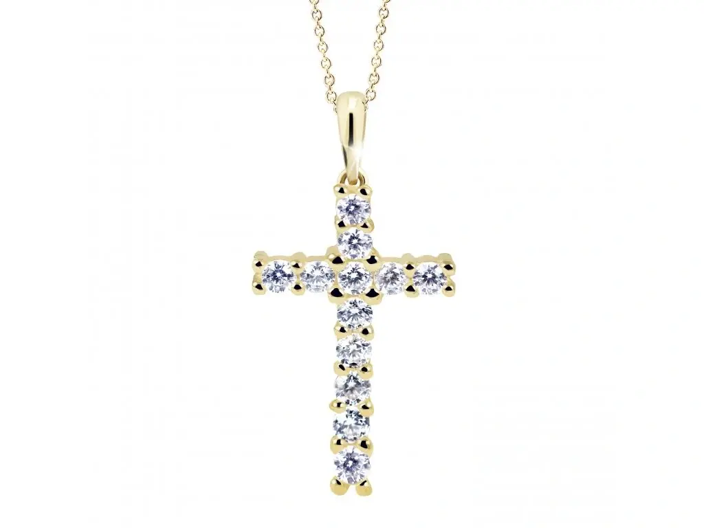 Cutie Diamonds Přívěsek ze žlutého zlata s diamanty Křížek DZ60100-40-00-X-1