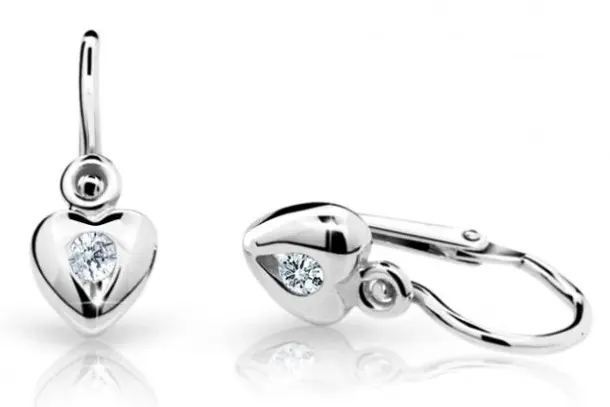Cutie Diamonds Srdíčkové dětské náušnice z bílého zlata s brilianty DC1556-10-00-X-2
