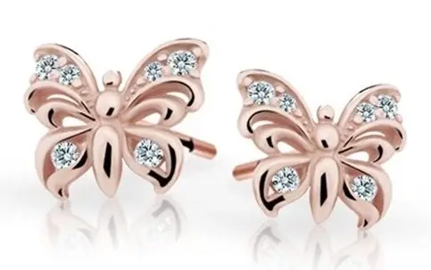 Cutie Jewellery Dětské náušnice z růžového zlata Motýlek C2226-30-10-X-4