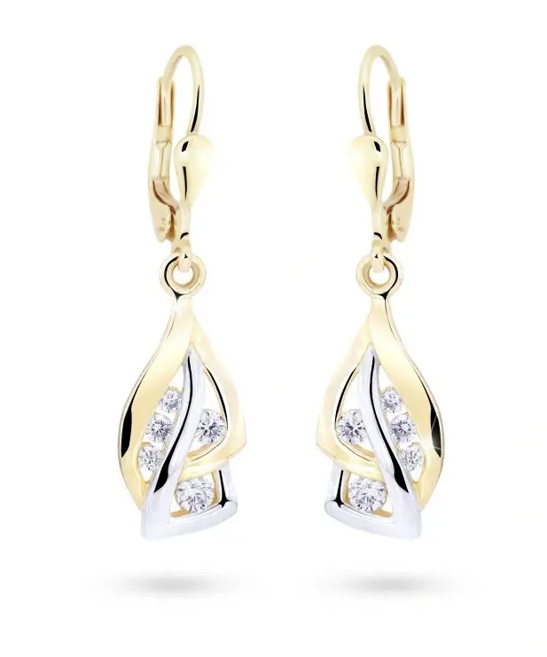 Cutie Jewellery Luxusní náušnice ze žlutého zlata s třpytivými zirkony Z8045-55-10-X-1
