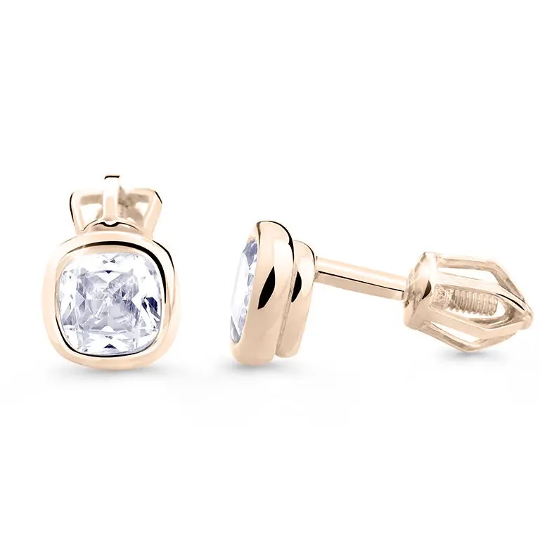 Cutie Jewellery Náušnice z růžového zlata se zirkony Z8029-30-10-X-4