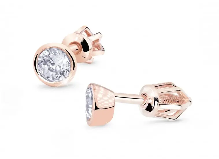 Cutie Jewellery Náušnice z růžového zlata se zirkony Z8053-30-10-X-4