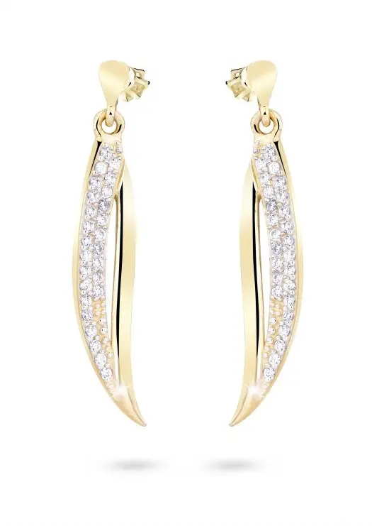 Cutie Jewellery Stylové náušnice ze žlutého zlata s třpytivými zirkony Z8046-30-10-X-1