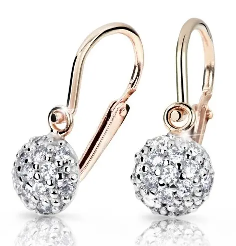 Cutie Jewellery Třpytivé dětské náušnice z růžového zlata C2747-10-10-X-4
