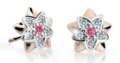Cutie Jewellery Dětské bicolor náušnice z růžového zlata C2210-30-X-4 fuchsiová