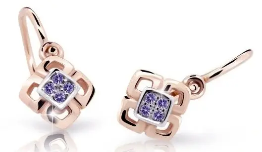 Cutie Jewellery Dětské bicolor náušnice z růžového zlata C2240-10-X-4 fialová
