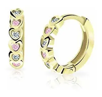 Cutie Jewellery Dětské kruhové náušnice ze žlutého zlata C3339-80-X-1 růžová