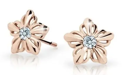 Cutie Jewellery Dětské kytičkové náušnice z růžového zlata C2238-30-X-4 bílá