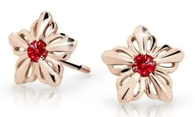 Cutie Jewellery Dětské kytičkové náušnice z růžového zlata C2238-30-X-4 červená