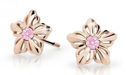 Cutie Jewellery Dětské kytičkové náušnice z růžového zlata C2238-30-X-4 růžová