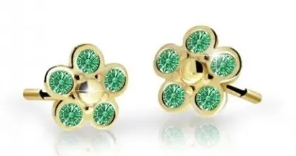 Cutie Jewellery Dětské kytičkové náušnice ze žlutého zlata C2744-30-X-1 zelená