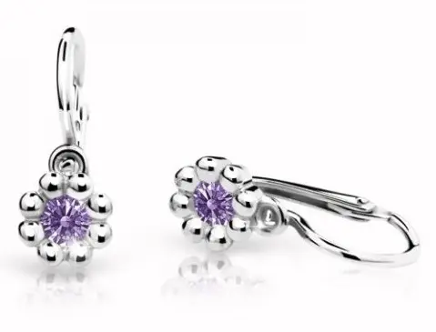 Cutie Jewellery Dětské náušnice z bílého zlata C2030-10-X-2 fialová