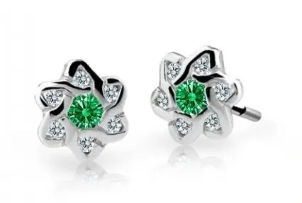 Cutie Jewellery Dětské náušnice z bílého zlata C2149-30-X-2 zelená