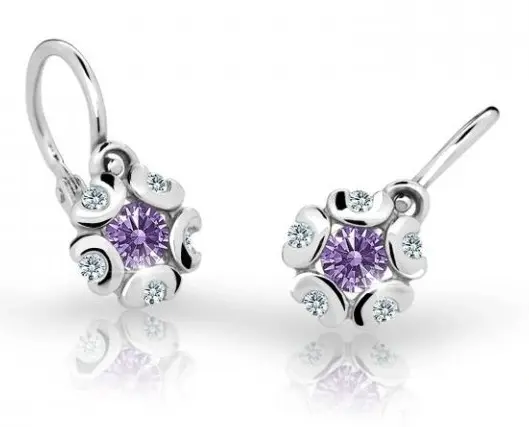 Cutie Jewellery Dětské náušnice z bílého zlata C2178-10-X-2 fialová