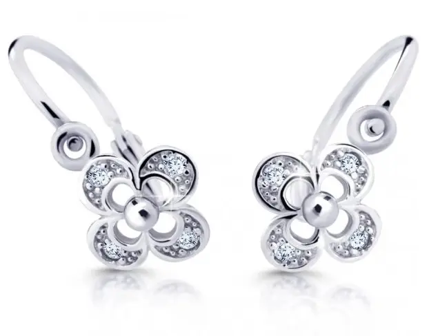 Cutie Jewellery Dětské náušnice z bílého zlata C2200-10-X-2 čirá