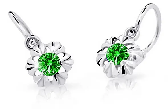 Cutie Jewellery Dětské náušnice z bílého zlata C2213-10-X-2 zelená
