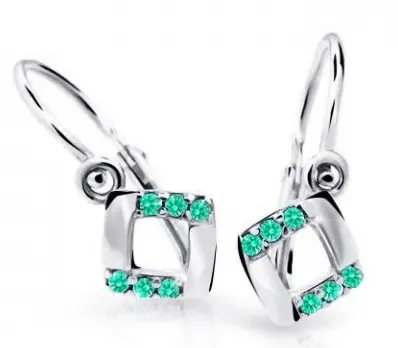 Cutie Jewellery Čtvercové dětské náušnice z bílého zlata C2268-10-X-2 světle zelená
