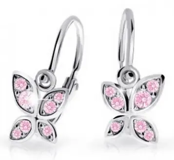 Cutie Jewellery Dětské náušnice z bílého zlata Motýlci C2259-10-X-2 růžová