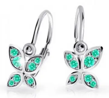 Cutie Jewellery Dětské náušnice z bílého zlata Motýlci C2259-10-X-2 světle zelená