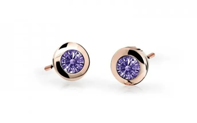 Cutie Jewellery Dětské náušnice z růžového zlata C1537-30-X-4 fialová
