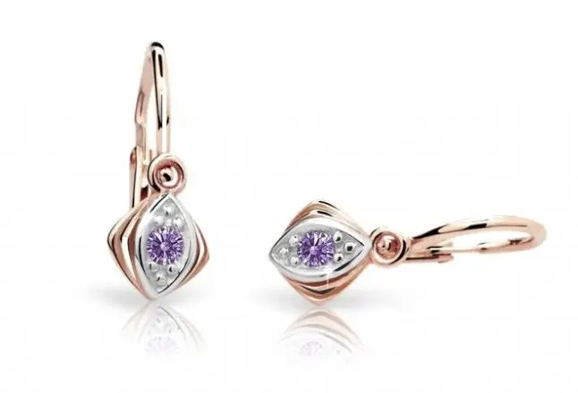 Cutie Jewellery Dětské náušnice z růžového zlata C1897-10-X-4 fialová