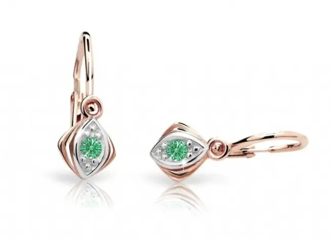 Cutie Jewellery Dětské náušnice z růžového zlata C1897-10-X-4 zelená