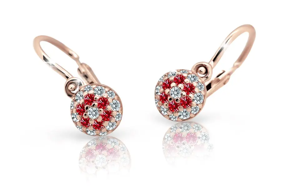 Cutie Jewellery Dětské náušnice z růžového zlata C2150-10-X-4 červená