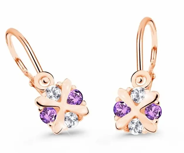 Cutie Jewellery Dětské náušnice z růžového zlata C2153-10-X-4 fialová
