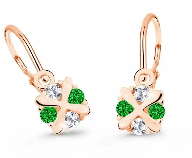 Cutie Jewellery Dětské náušnice z růžového zlata C2153-10-X-4 zelená
