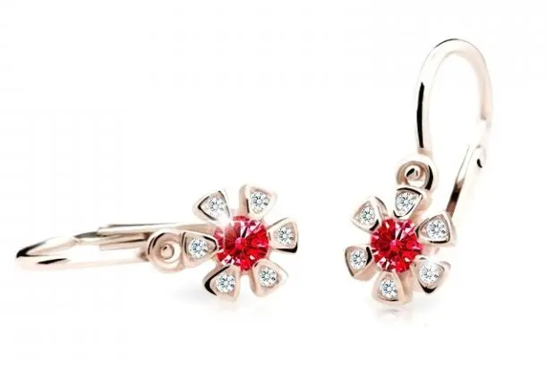 Cutie Jewellery Dětské náušnice z růžového zlata C2156-10-X-4 červená