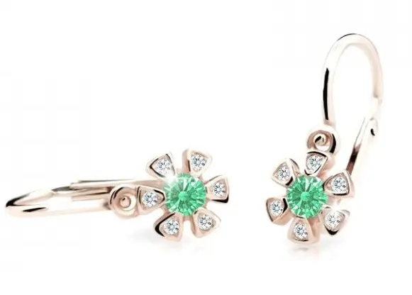 Cutie Jewellery Dětské náušnice z růžového zlata C2156-10-X-4 zelená