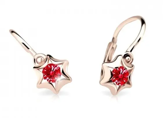 Cutie Jewellery Dětské náušnice z růžového zlata C2159-10-X-4 červená