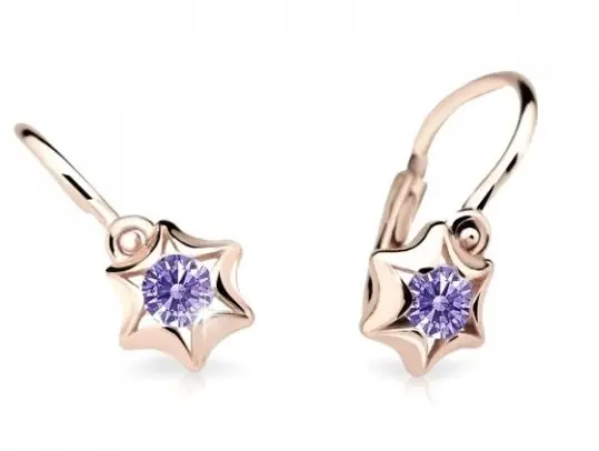 Cutie Jewellery Dětské náušnice z růžového zlata C2159-10-X-4 fialová
