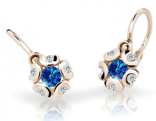 Cutie Jewellery Dětské náušnice z růžového zlata C2178-10-X-4 modrá