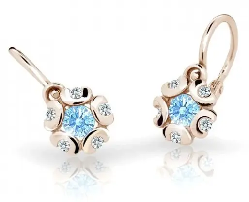 Cutie Jewellery Dětské náušnice z růžového zlata C2178-10-X-4 světle modrá