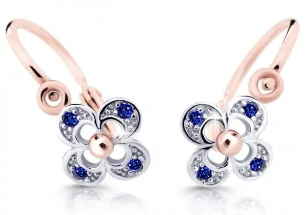 Cutie Jewellery Dětské náušnice z růžového zlata C2200-10-X-4 modrá