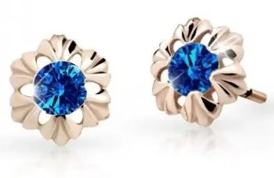 Cutie Jewellery Dětské náušnice z růžového zlata C2213-30-X-4 modrá