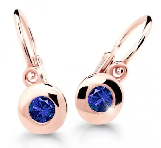 Cutie Jewellery Dětské náušnice z růžového zlata C2589-10-X-4 modrá