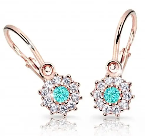 Cutie Jewellery Dětské náušnice z růžového zlata C2749-10-X-4 světle zelená