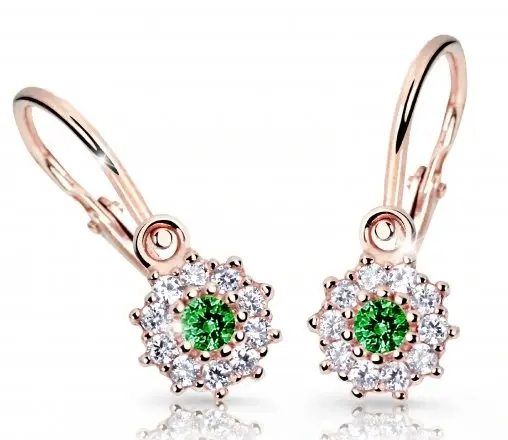 Cutie Jewellery Dětské náušnice z růžového zlata C2749-10-X-4 zelená